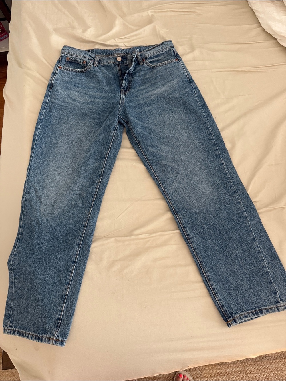 Zara Mid Blue Denim Jeans size 6 length 28in.  Like new